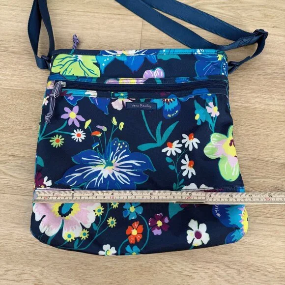 Vera Bradley Lighten Up Slim Crossbody Bag Purse Dark Blue Floral Casual Nylon - Picture 15 of 15